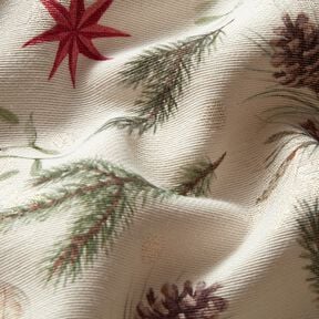 Decor Fabric Jacquard Lurex Fir Branches – natural/gold, 