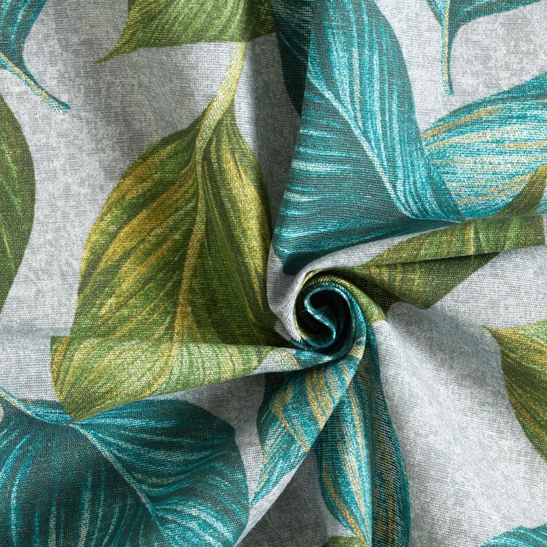Decor Fabric Canvas ficus leaves  – blue spruce/grey,  image number 3