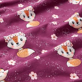 Cotton Jersey Fox with flowers | Glitzerpüppi – grape/peach orange, 