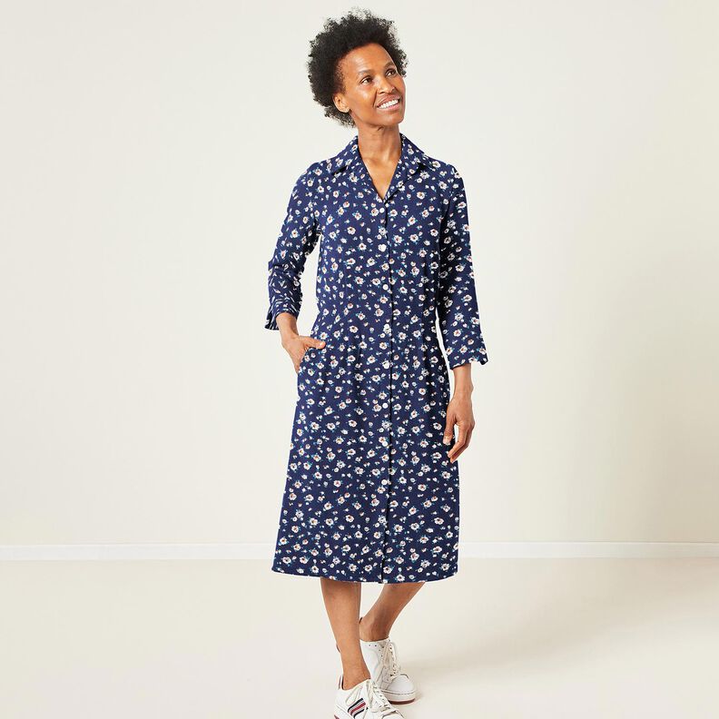Viscose fabric flower shower – midnight blue, image number 5