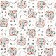 Cotton fabric Percale Flowers in hearts – white/pink,  thumbnail number 1