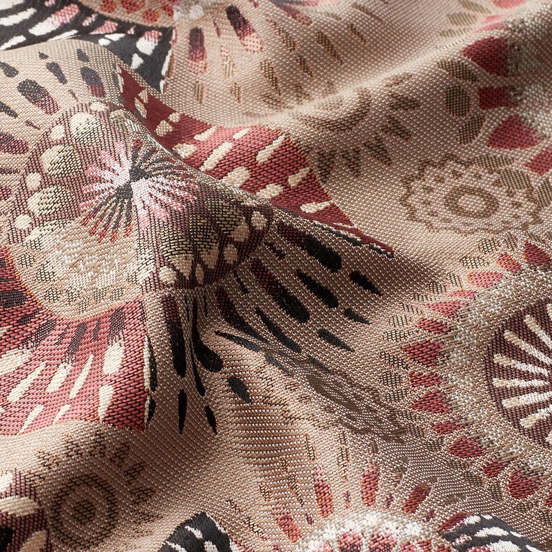 Decor Fabric Jacquard elegant mandala – dark taupe/burgundy,  image number 2