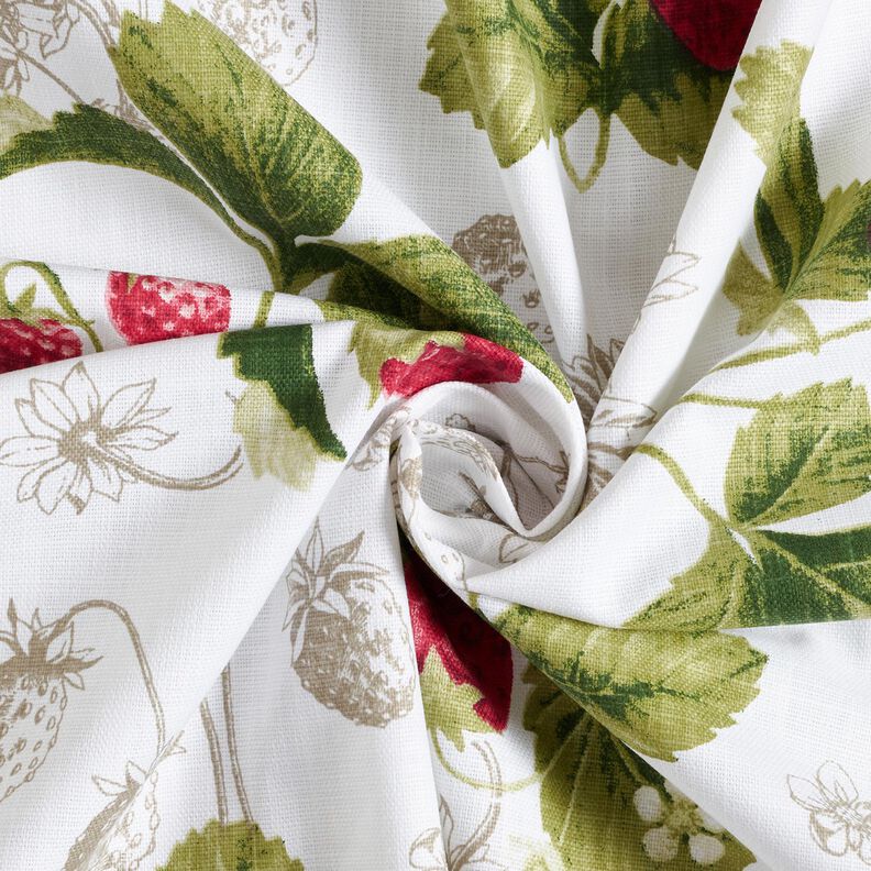 Decor Fabric Panama strawberries – white/carmine,  image number 3