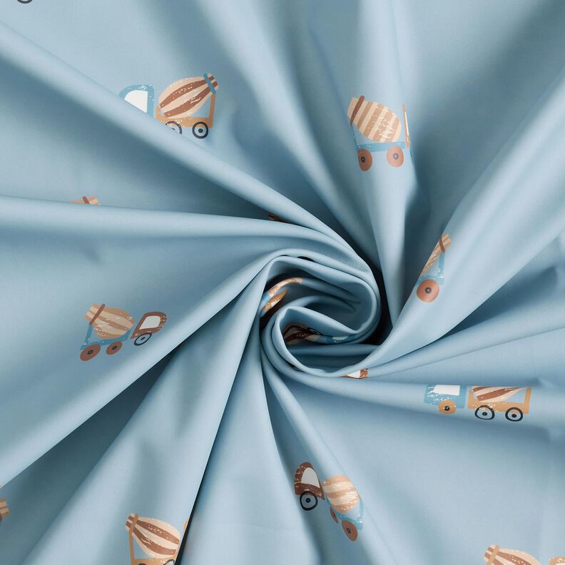 Raincoat Fabric concrete mixer Digital Print – light wash denim blue,  image number 4