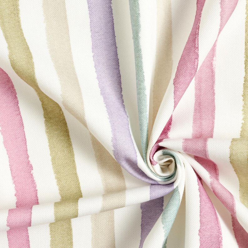Decor Fabric Half Panama Watercolour Stripes – ivory/eucalyptus, image number 3