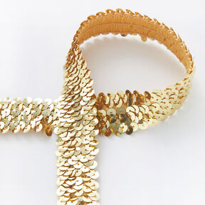 Elastic sequin trim [30 mm] – gold, 