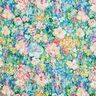 Decor Fabric Canvas Painted Flowers – green/pink,  thumbnail number 1
