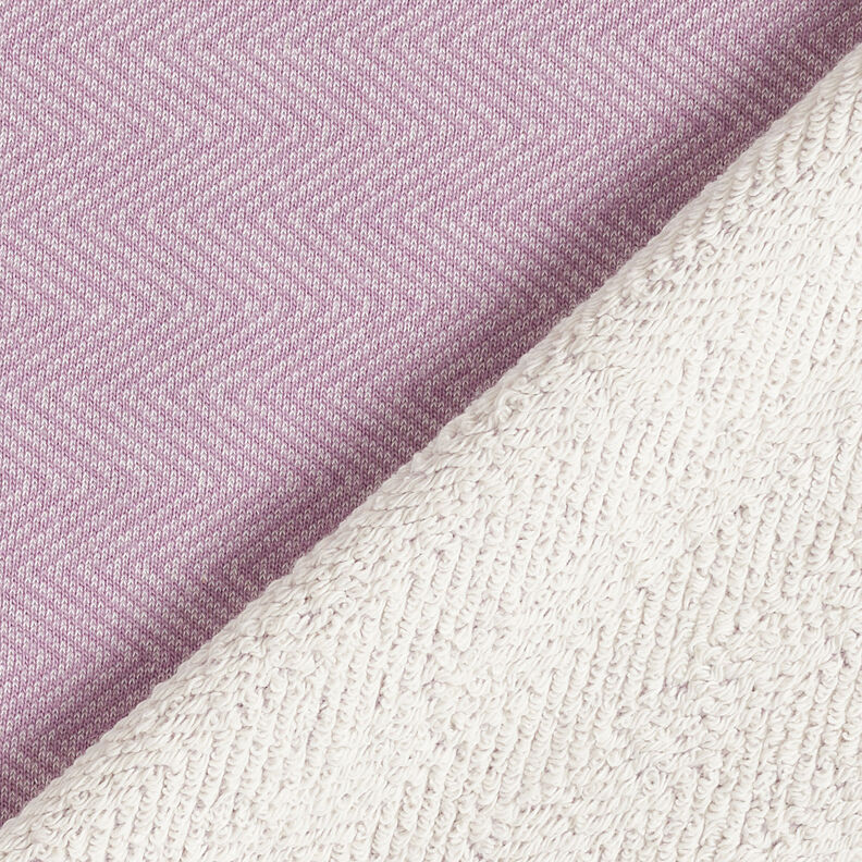 Winter sweatshirt fabric horizontal stripes – lavender/white, image number 4