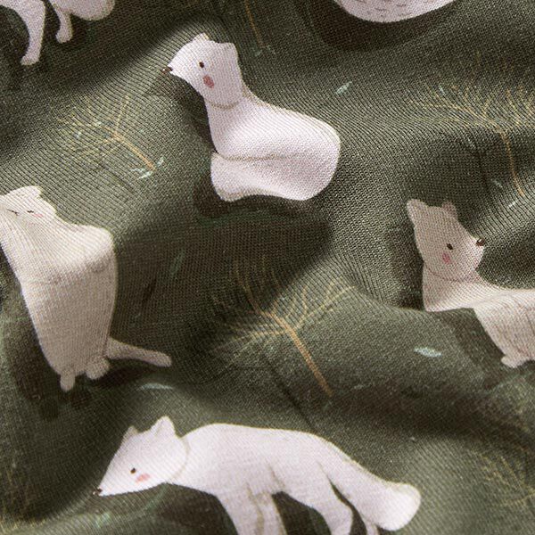 Organic Cotton Jersey Arctic Fox and Marmot Digital Print – dark pine,  image number 2