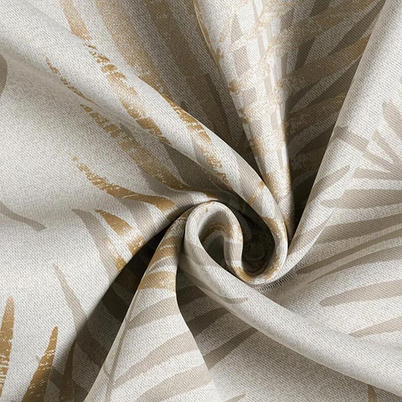 Metallic Palm Fronds Blackout Fabric – beige/gold,  image number 3