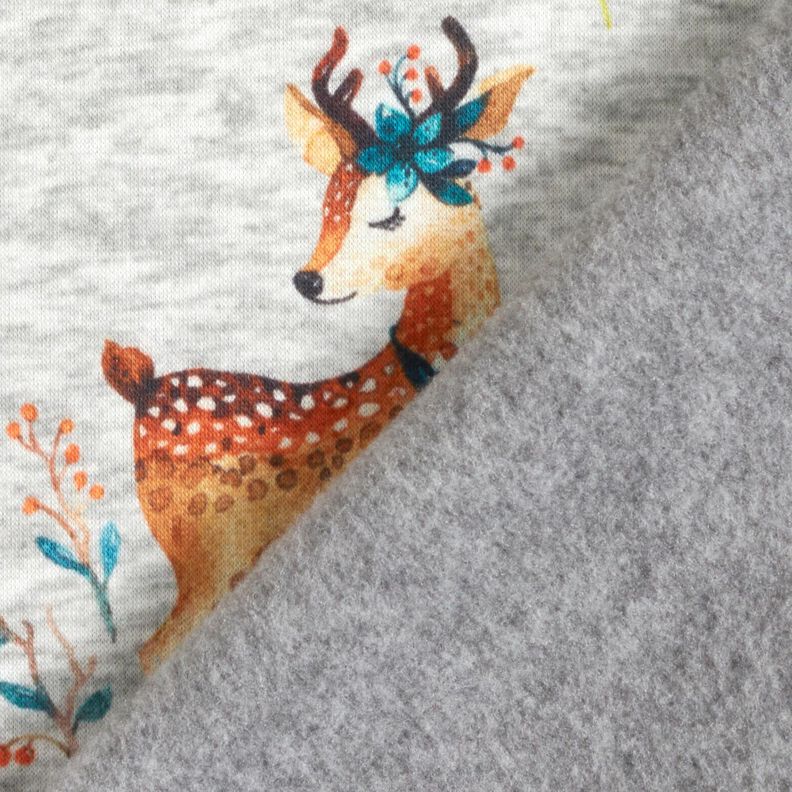 Alpine Fleece romantic deer – silver grey/natural, image number 4