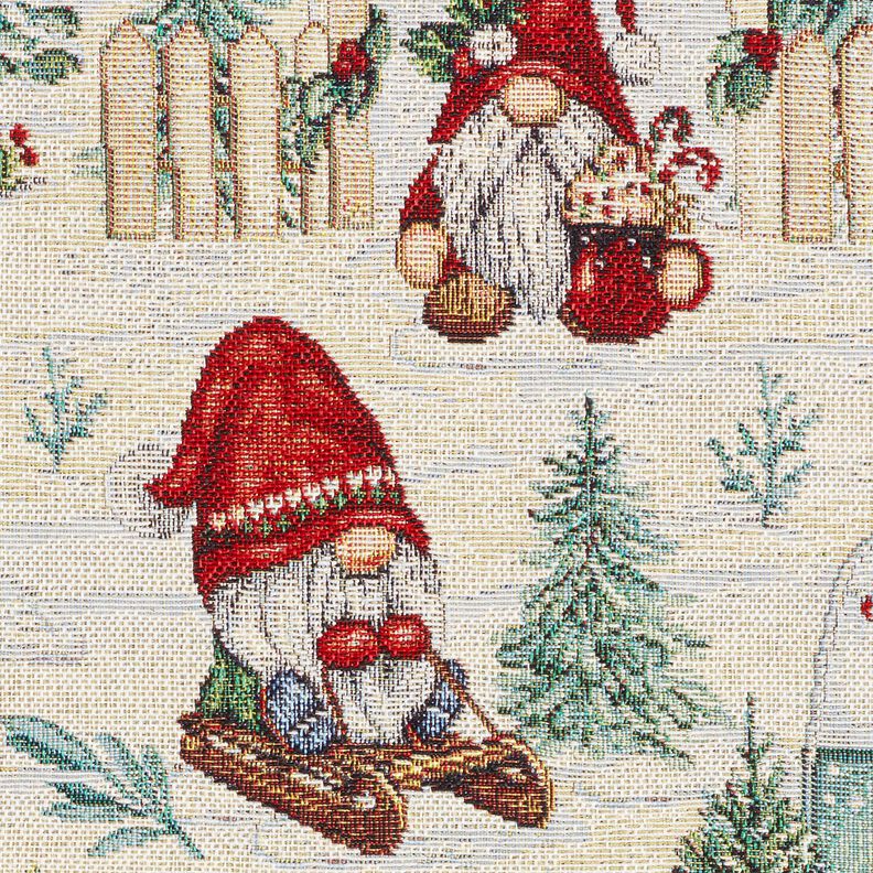 Decor Fabric Tapestry Fabric Christmas gnomes – light beige/red, image number 6
