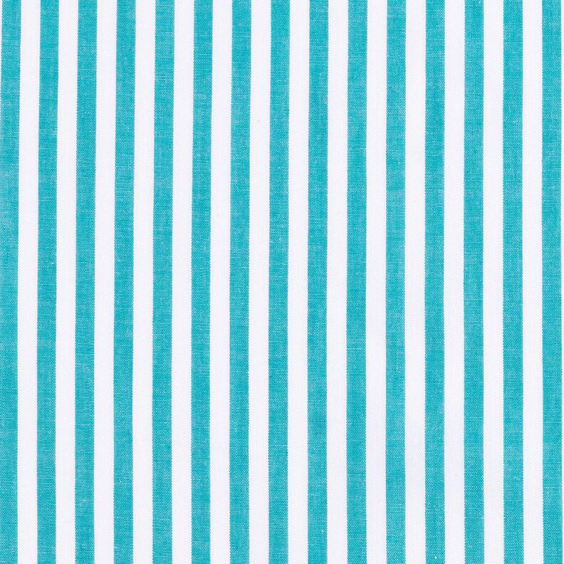 Narrow striped cotton fabric – white/turquoise,  image number 1