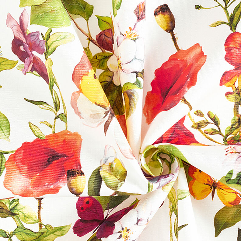 Outdoor Fabric Canvas Flowers and butterflies – white/lilac,  image number 3