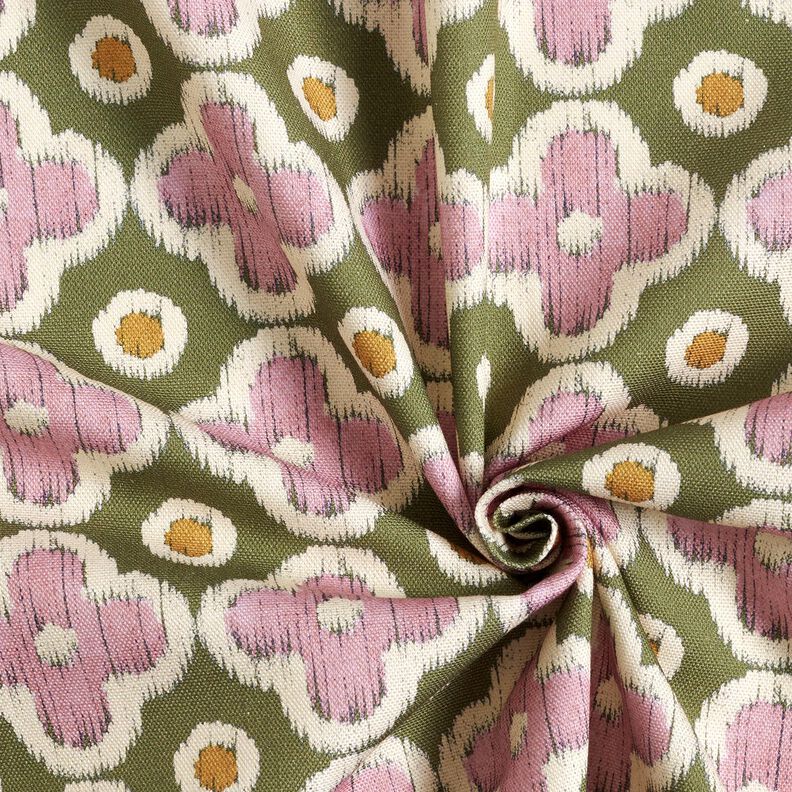 Decor Fabric Canvas Embroidery look – pine/light dusky pink, image number 3