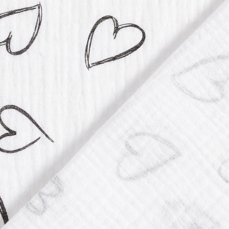 Double Gauze/Muslin Scribble Hearts – ivory,  image number 4