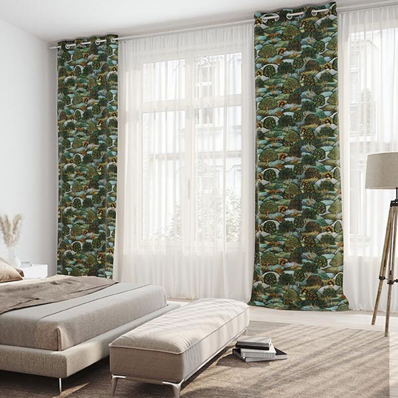 Decor Fabric Velvet Landscape – dark green/petrol,  image number 4