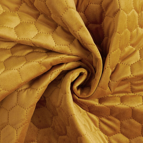 Upholstery Fabric Velvet Honeycomb Quilt – mustard, image number 3