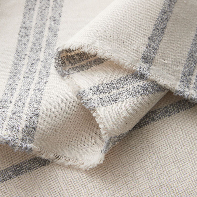 Decor Fabric Half Panama Woven stripes – steel blue/natural, image number 3