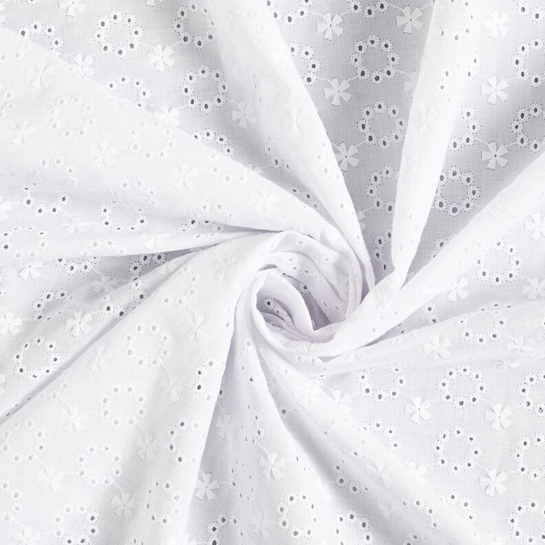 Cotton Batiste Broderie Anglaise floral wreaths – white,  image number 5