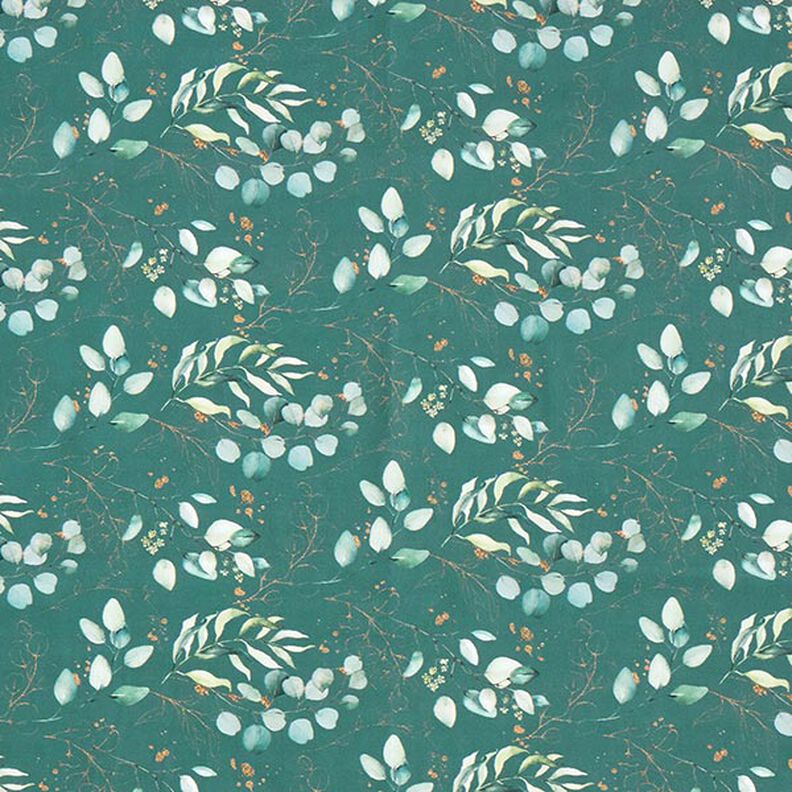 Cotton Poplin Digital Print Eucalyptus – petrol,  image number 1