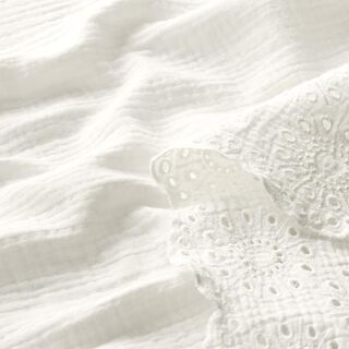 Muslin with Broderie Anglaise Border on One Side – white, 