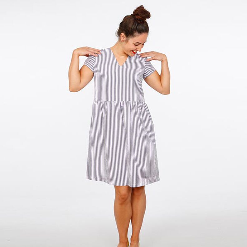 FRAU MARY - dress with a V-neckline and a ruffled skirt, Studio Schnittreif  | XS -  XXL,  image number 6