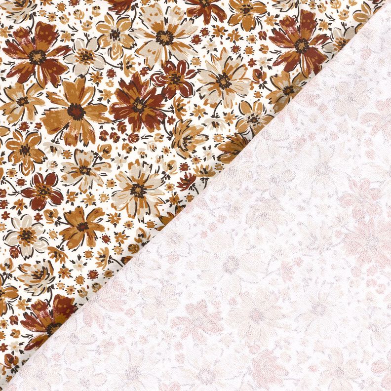 French Terry Summer Sweat Drawn Flowers Digital Print &ndash; white/terracotta,  image number 4