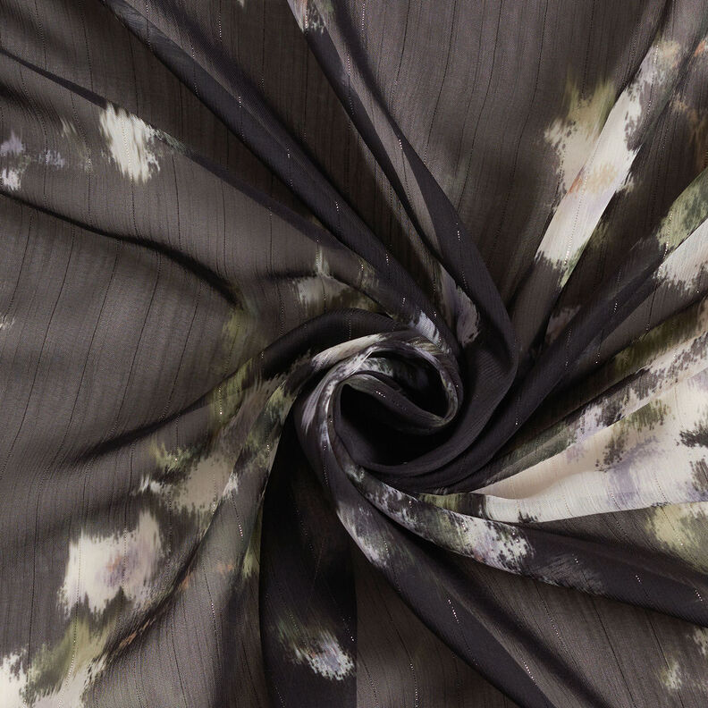 Chiffon glittering pinstripe batik look – black/white, image number 4