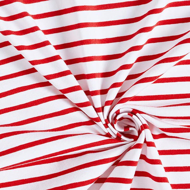 Narrow & Wide Stripes Cotton Jersey – white/red,  image number 3