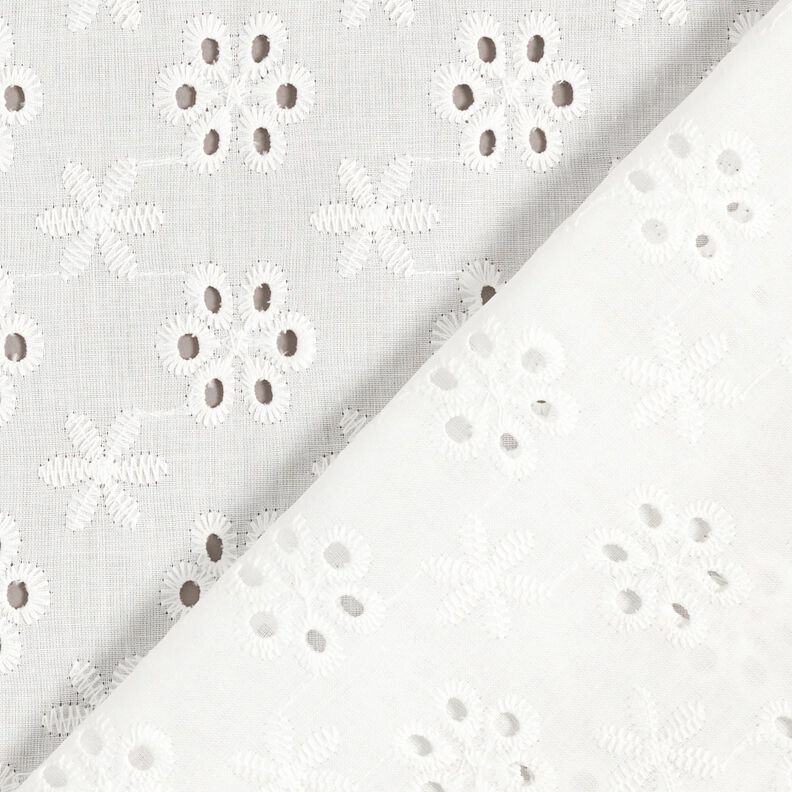 Flowers broderie anglaise cotton fabric – white,  image number 4