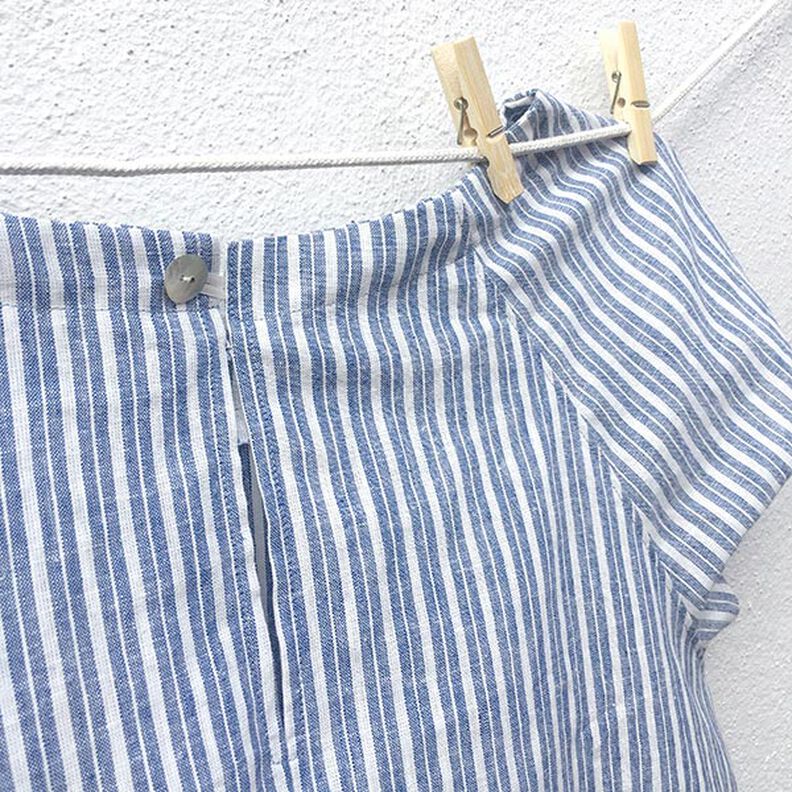 Linen Cotton Blend Wide Stripes – denim blue/offwhite,  image number 9