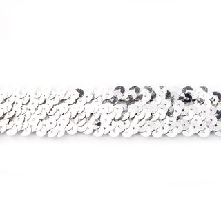 Elasticated Sequinned Trimming [30 mm] – metallic silver, 