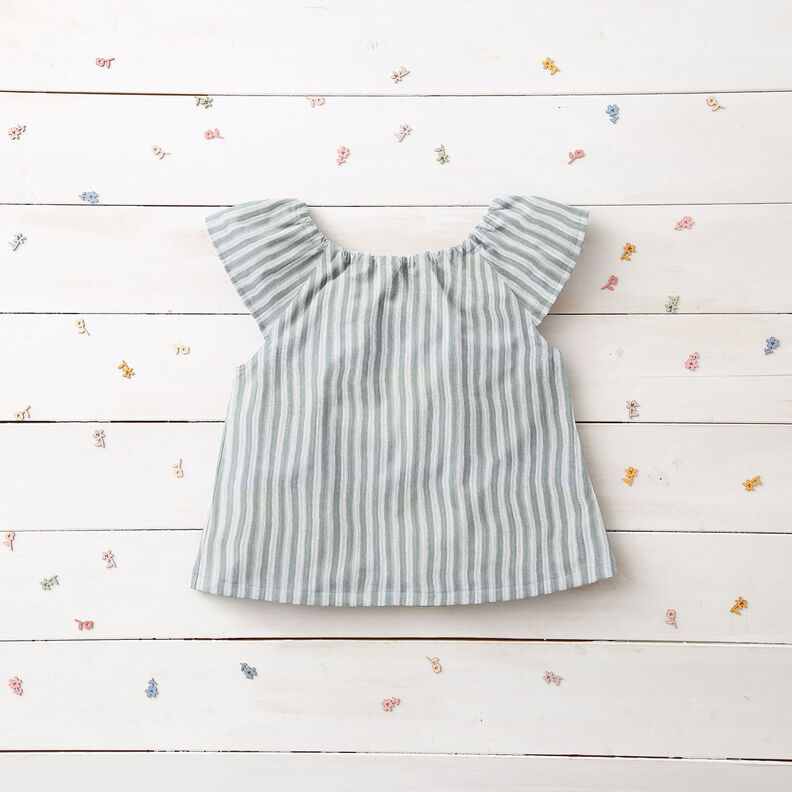 Double Gauze/Muslin Doubleface stripes – reed/white,  image number 6