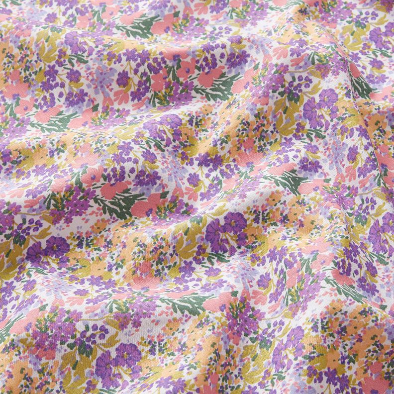 Cotton Cretonne sea of flowers – white/lavender,  image number 2