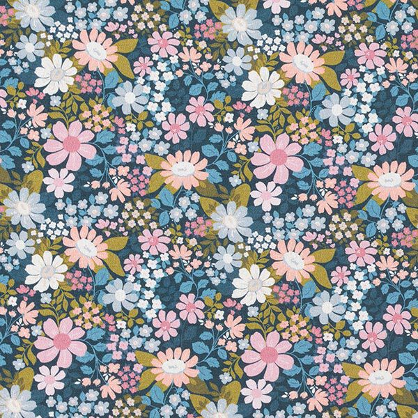 Sea of flowers organic cotton poplin – midnight blue,  image number 1