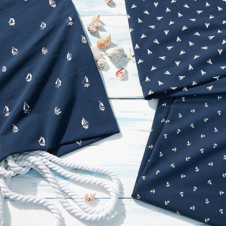 Cotton Jersey king prawns – navy blue, image number 5