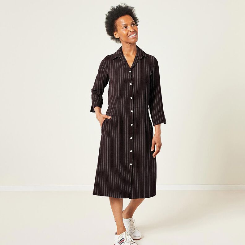 Viscose-linen blend wide pinstripes – black,  image number 5