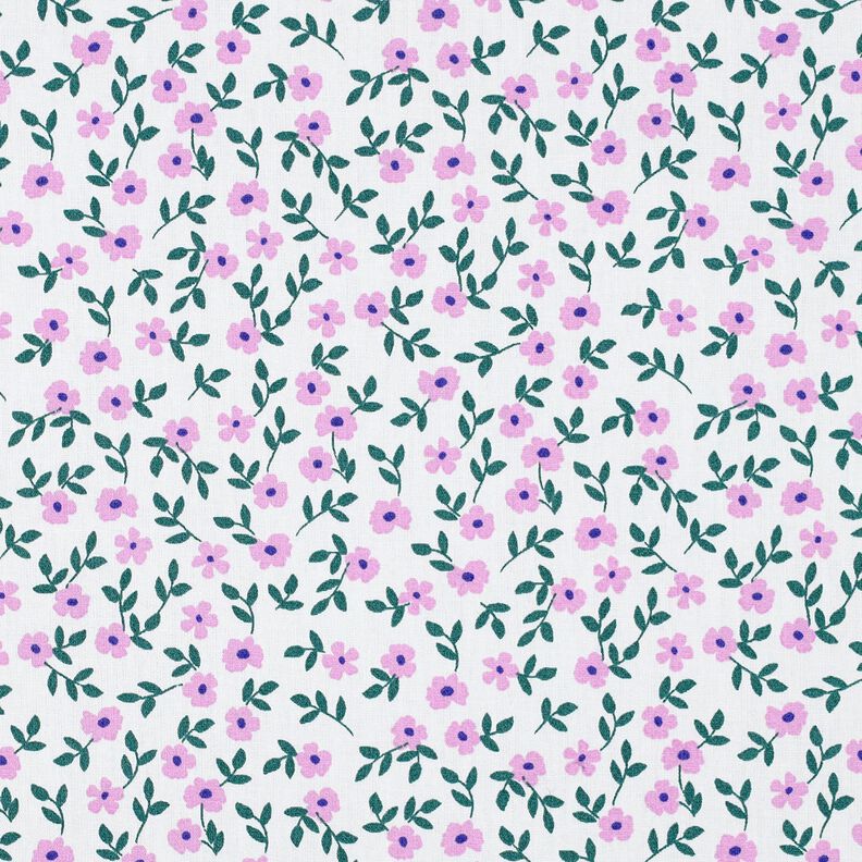 GOTS Cotton Poplin Ditsy Flowers | Poppy Fabrics – white/pink, image number 1