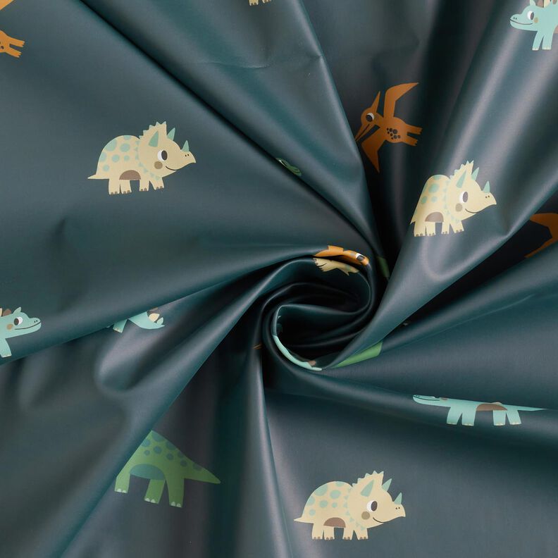 Raincoat Fabric happy dinosaurs Digital Print – granite,  image number 4
