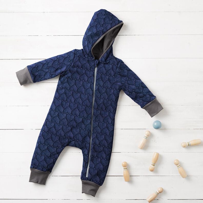 Denim Quilted Fabric hearts – midnight blue, image number 5