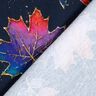 French terry colourful autumn leaves | Glitzerpüppi – midnight blue/fire red,  thumbnail number 4
