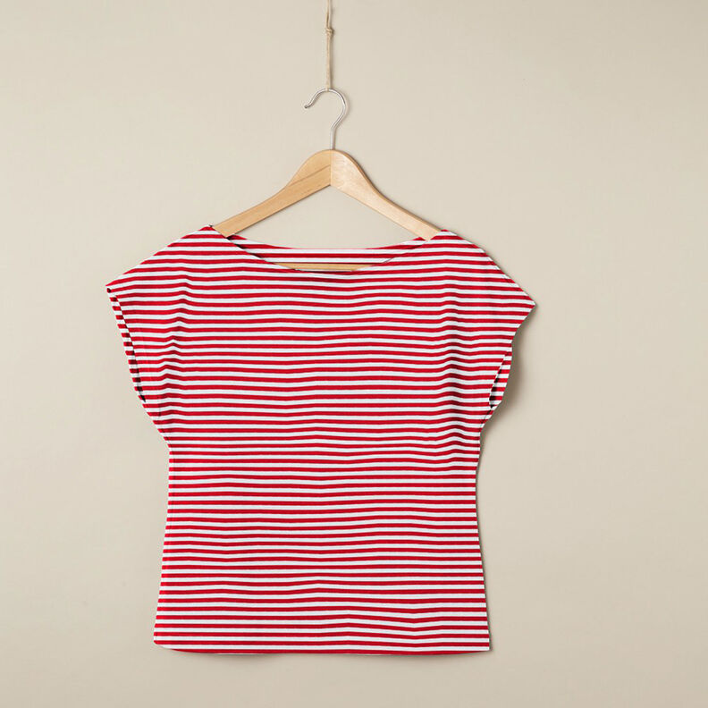 Cotton Jersey Narrow Stripes – red/white,  image number 6