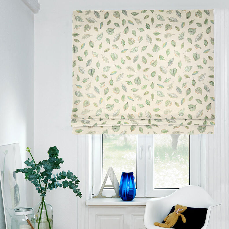 Decor Fabric Half Panama drawn leaves – light beige/reed, image number 7