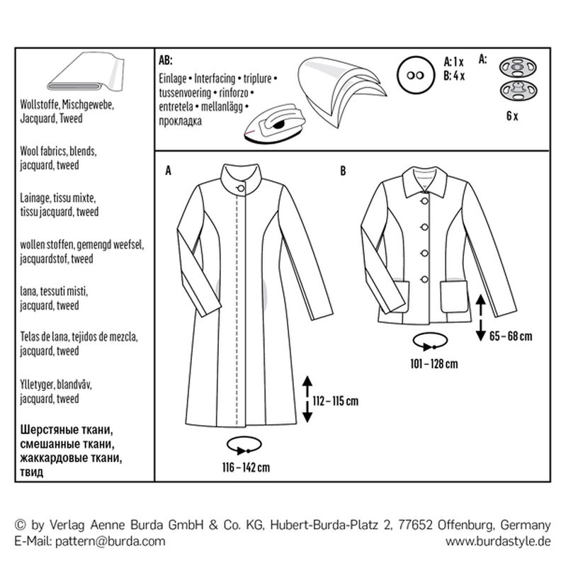 Coat | Jacket, Burda 6461 | 34 - 46,  image number 5