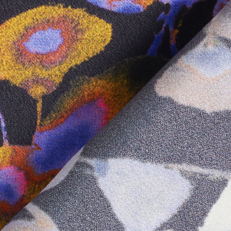 viscose fabric Cupro watercolor flowers – black/blue lilac,  image number 4
