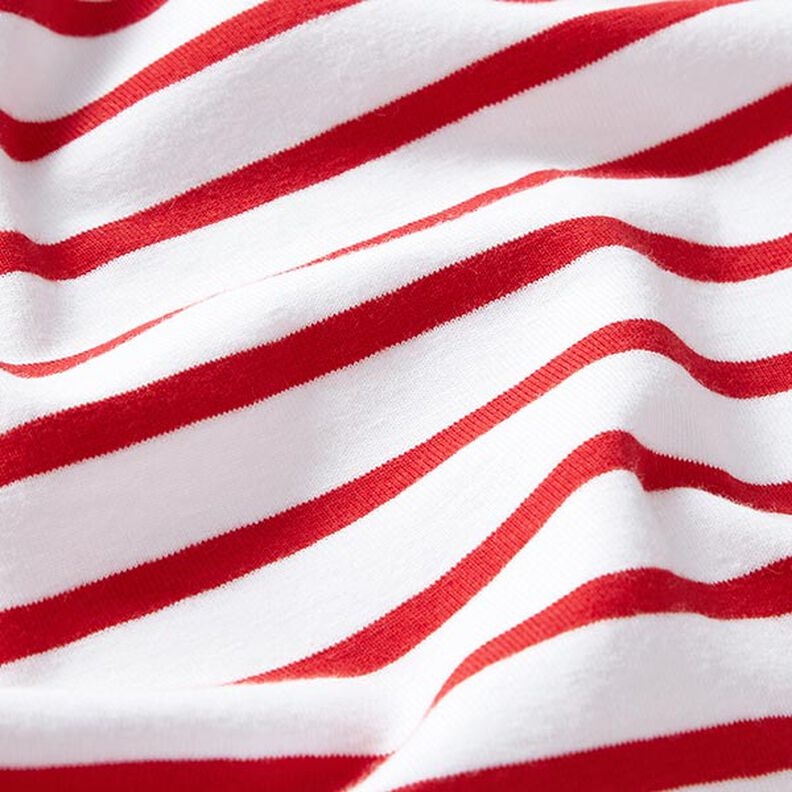 Narrow & Wide Stripes Cotton Jersey – white/red,  image number 2