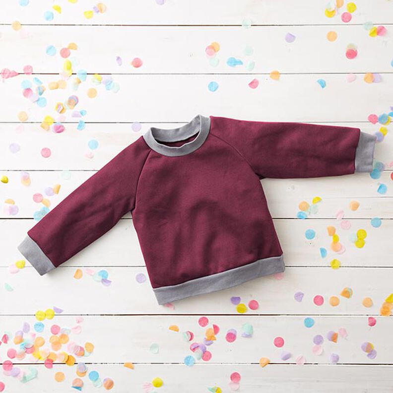 Light Cotton Sweatshirt Fabric Plain – burgundy,  image number 7