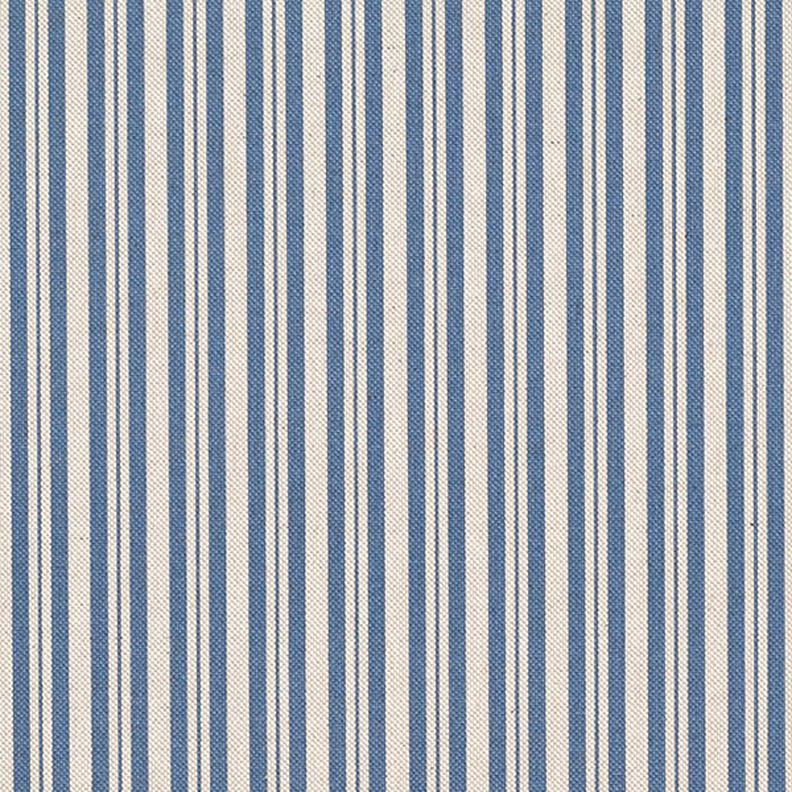 Decor Fabric Half Panama Fine Stripes – denim blue/natural,  image number 1