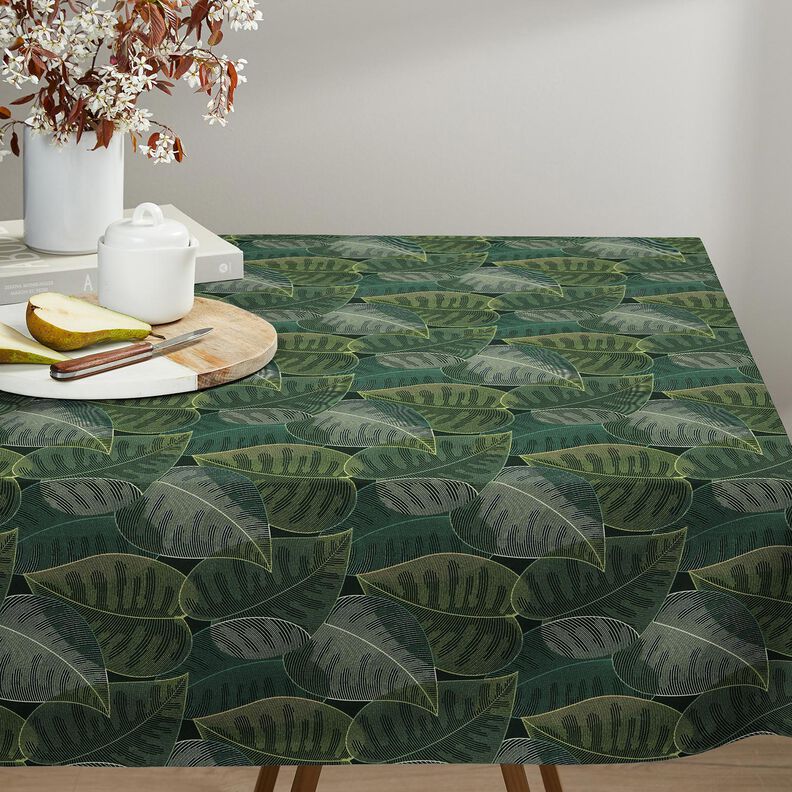 Decor Fabric Cotton Twill minimalist leaves – dark green, image number 7